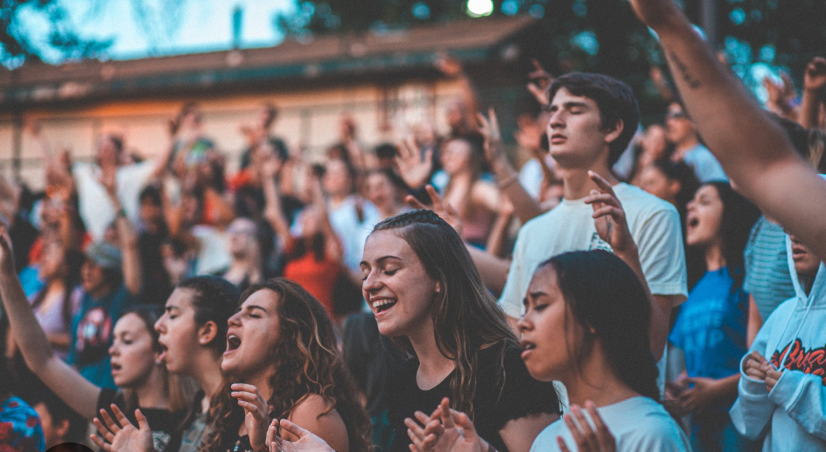 Youth worship crowd